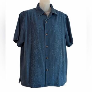 Tommy Bahama Men’s Hawaiian Silk Shirt Short Sleeve Blue, Men’s Size Large